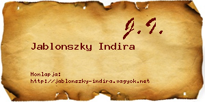 Jablonszky Indira névjegykártya